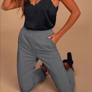 Kick It Grey High-Waisted Trouser Pants